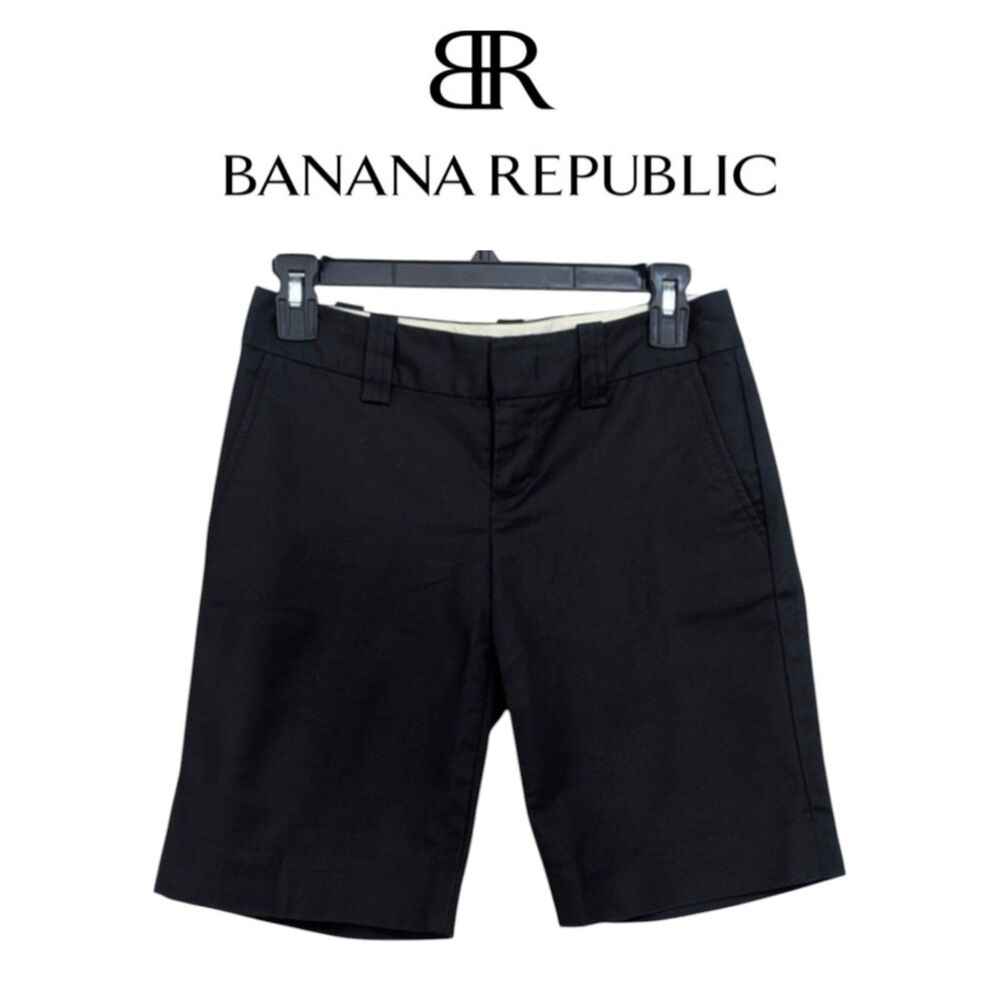 Banana Republic 10" Black Chino Khaki Bermuda Shorts - Size 00P / 00 Petite